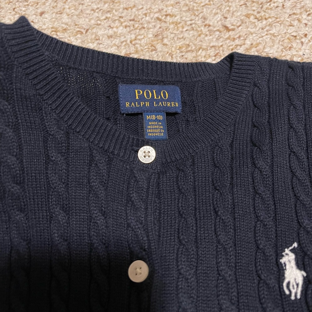 POLO Ralph Lauren - Navy Cable Knit Cardigan - Picture 2 of 5